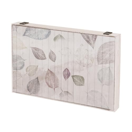 LOLAhome - Tapa Contador luz de Madera con Hojas Blancas y Verdes 46x31x6 cm para Entrada. Oculta el Cuadro eléctrico con discreción Mediante un diseño Moderno de Cuadro Decorativo de Pared