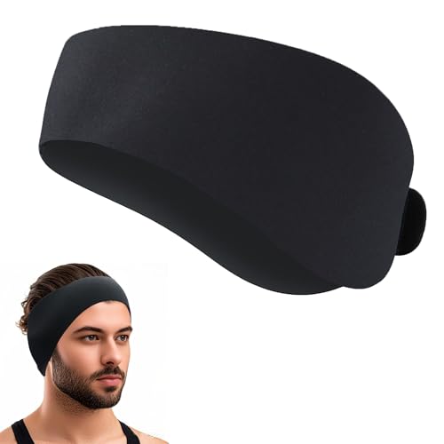 Swimming Headband for Kids Adults Adjustable Doctor Recommended Waterproof Swim Ear Band Protection to Keep Water Out and Hold Ear Plugs in-Water for Surfing Diving Pool Showering and Beach(Black