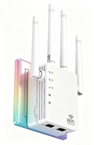 Image of WiFi Extender with 4 Directional Antennas, 1200Mbps Dual Band 5GHz+2.4GHz, WiFi Signal Booster Supports Multiple Devices, Easy Setup for Home Internet Coverage