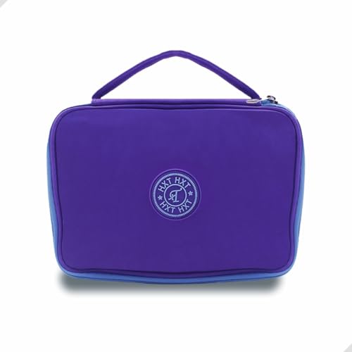 Estojo Grande Box Escolar Neon com 2 compartimentos e Zíper 23x15cm Organizador de Material Escolar com espaço para 100 lápis (Roxo)
