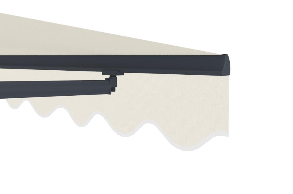 Cazeboo Store banne Monobloc Manuel 4x3m - Toile Beige 320g/m² UV50+ - Aluminium Gris Anthracite - Inclinaison réglable 30°-100° - Store extérieur terrasse Jardin