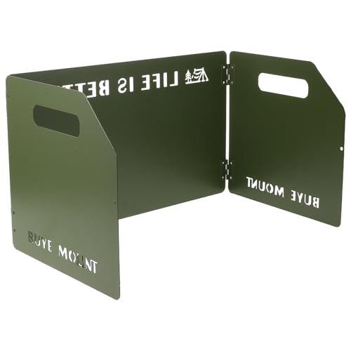 BESPORTBLE Parabrisas de Estufa de Camping Plegable de 3 Paneles, Bloqueador de Viento Portátil Color Verde Militar, 91 X 25 Cm, con Bolsa de Almacenamiento para Senderismo, Mochileros