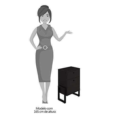 Gaveteiro Home Office 2 gavetas Estilo Industrial New Port F02 Preto - Mpozenato