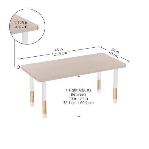 Image of Factory Direct Partners 24 inch x 48 inch Rectangle Kids Classroom Table with Adjustable Chunky Wood Legs