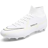  VTASQ Botas de Fútbol para Hombre Spike Zapatos de fútbol Profesionales Aire Libre Calzado de Fútbol Atletismo Zapatillas de Fútbol Blanco 38EU