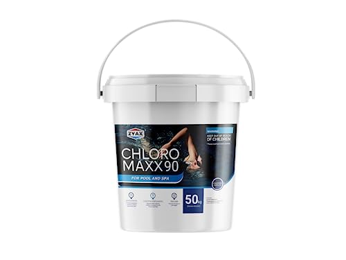 Image of ZYAX Chloro MAXX 90 TCCA 90 Pool Water Treatment Granules Pool Surface Protection, Sunlight Protection, Stops Algae 50 KG Pack