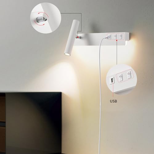 Lámpara de pared giratoria para solucionar la falta de espacio y enchufes USB 2