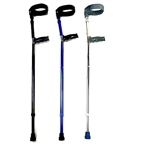 Muletas de antebrazo con puño cerrado giratorio (par), muletas ajustables para adultos, con asas ergonómicas y cómodas para la muñeca, muletas plegables de aluminio ligero