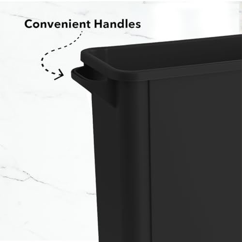Image of 16 Gallon Slim Rectangular Garbage Can with Dome Swing Lid - Black