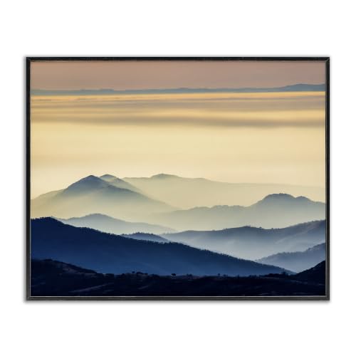 Foggy Sunrise Mountain Peaks, 11 x 14 Inch Framed Giclée Print