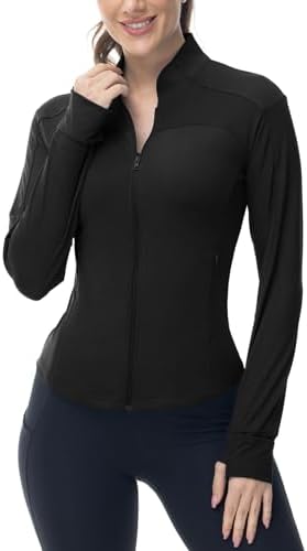 Gopune Women's Workout Athletic Jacket Lightweight Zip Up Yoga Slim Fit Tops with Pockets