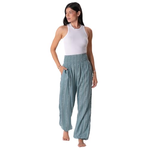 Image of Lotus and Luna Women's Harem Pants Thai Pants for Beach & Lounge High Waisted Flowy Boho Pants Genie Pants Yoga Pants