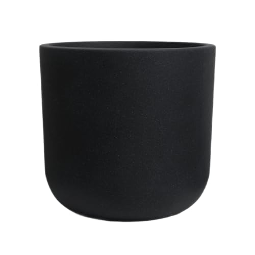 11"H Black Plastic Planter with Drainage Hole & Plug for Indoor Outdoor Use