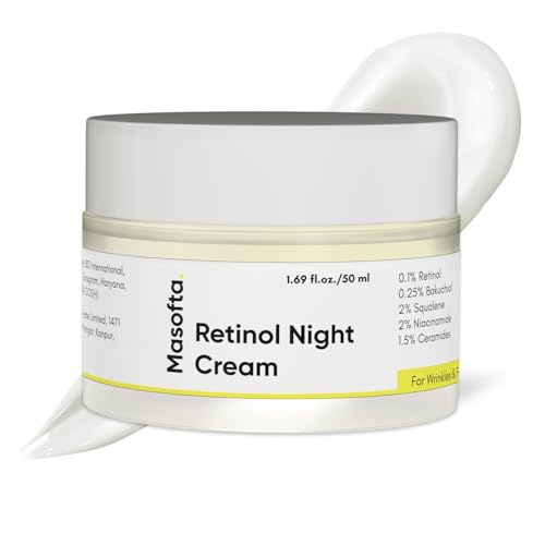 Anti Ageing Retinol Night Face Cream For Wrinkles, Fine Lines & Skin Firmness with 0.1% Retinol, Bakuchiol & Squalene, For Both Men & Women | 50 GMS