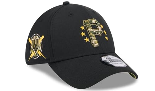 New Era Pittsburgh Pirates 39THIRTY 2024 Armed Forces Day Authentic Collection Stretch Fit Cap, Hat Black