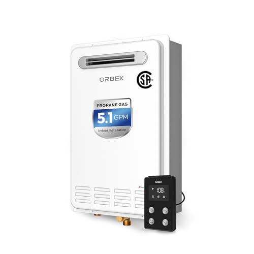 ORBEK ORBEK Propane Tankless Water Heater Outdoor - 120,000 BTU Up to 5.1 GPM Outdoor Installation -...