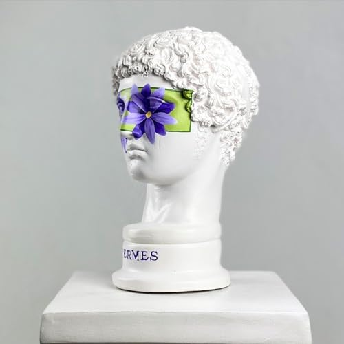 Vibrant Hermes Bloom Sculpture - Handcrafted Floral Pop Art Bust Inspired by Greek Roman Mythology - Unique Abstract Statue for Modern Home Decor - Image 3