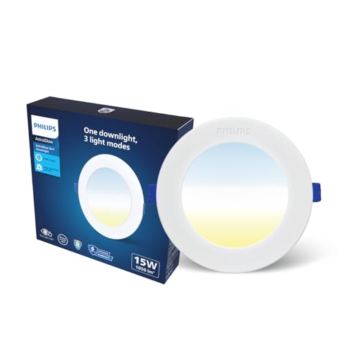 Image of Philips 15W 3in1 AstraGlow Round LED Panel Light | Slim Surface Panel with High Brightness & Energy Efficiency | Durable Polycarbonate Body - White Finish | Pack of 1