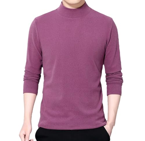 Men's Solid Color Half High Collar Long Sleeve Sweater Pullovers Tops