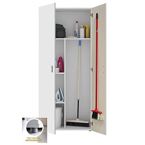 HABITMOBEL Mueble Multiusos Blanco Alto 190 Patas Antihumedad (colgadores incluidos)