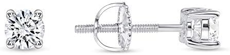 925 Sterling Silver Round Solitaire Cz Screw Back Stud Earrings Rhodium Plated (4mm Screwback Stud)