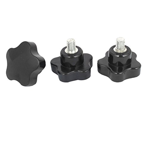 Aexit 40mm Star Clamps Head M8x10mm Male Thread Screw on Clamping Knob Grip Strap Clamps Black 3pcs