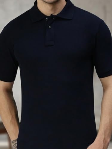 Image of Lux Cozi Men's Cotton Solid Polo Tshirt | Collar Tshirts | Half Sleeves | Stylish & Premium All Day Wear | Pack of 1