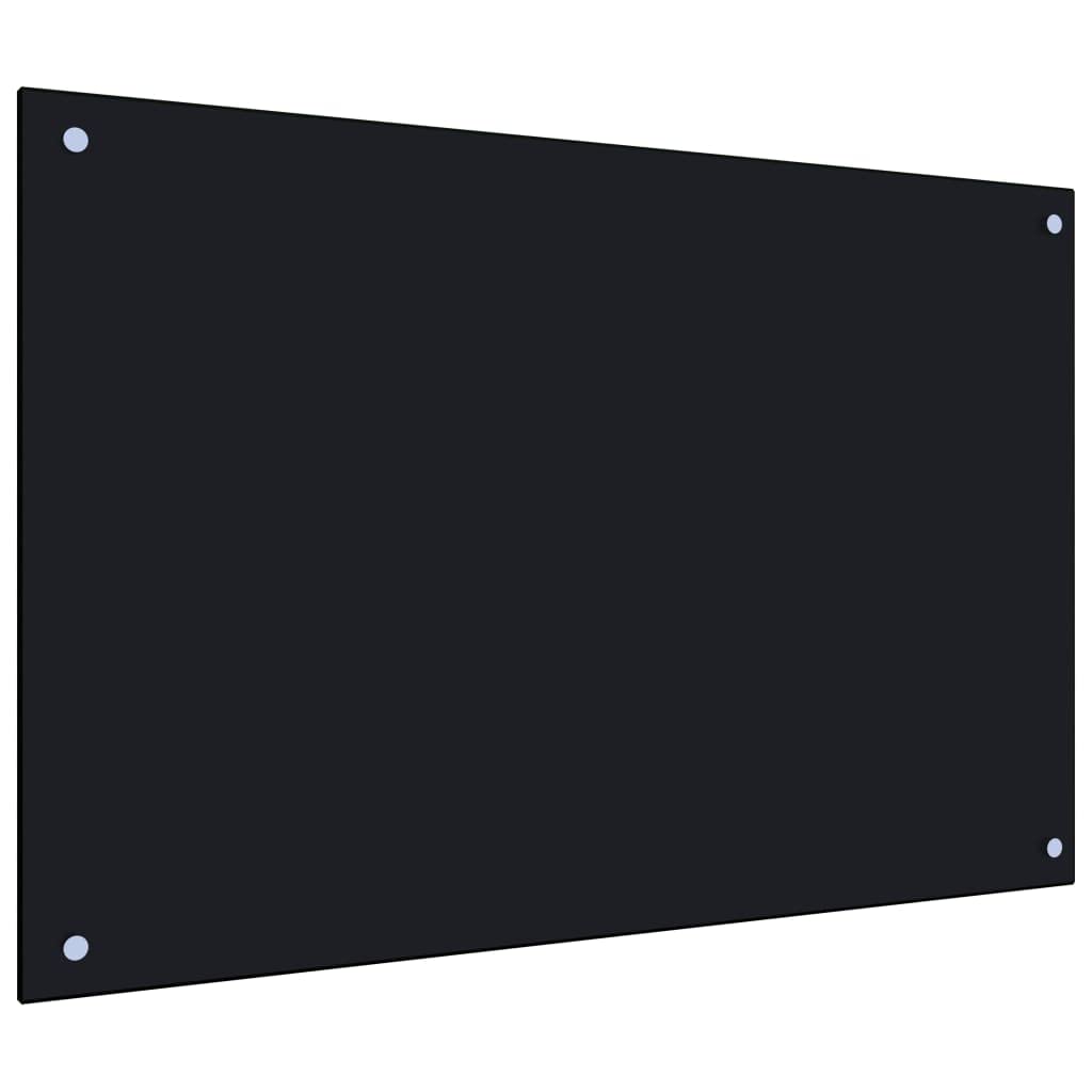vidaXL Kitchen Backsplash, Black Tempered Glass, Heat-Resistant, Scratch-Resistant, Easy Clean, with Installation Materials, 35.4