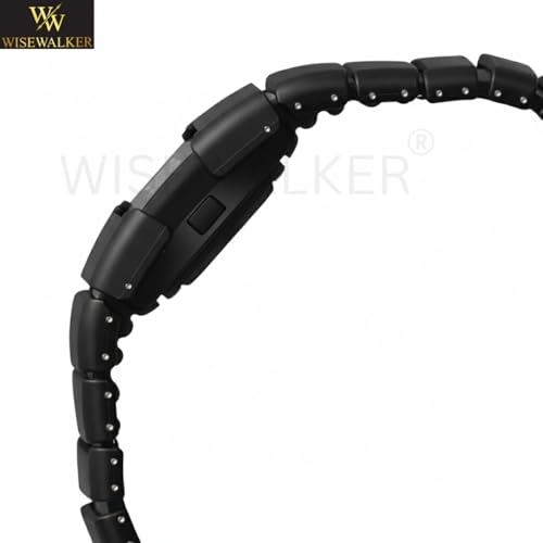 Image of WiseWalker Unisex GenZ Luxury Style Digital Gold Watch Unique Band with LED Display Digital Watch | Retro Digital LED Watch Black Display Screen Modern Fashion Timepiece | Wristwatch For Men and Women