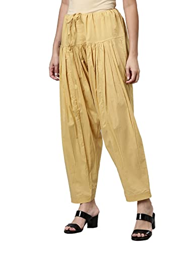 Image of GO COLORS Soft Cotton Salwar for Women | Relaxed Fit, Mid Rise, Ankle Length, Drawstrings