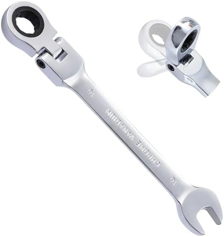 B4B BANG 4 BUCK 10mm Ratcheting Combination Wrench,Metric Flex Head Ratcheting Wrench Spanner with 72 Tooth and 5° Movement Chrome Vanadium Steel Gear Wrench