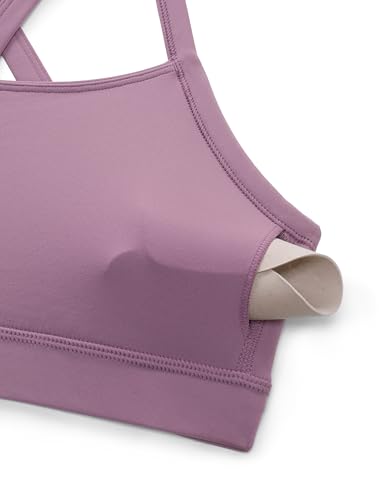 Image of CRZ YOGA Butterlift Cross Back Sports Bras | Medium Support, Removable Pads, Yoga, Buttery Soft, Scoop Neck, Cut-Out, Adjustable Thin Straps, for Women