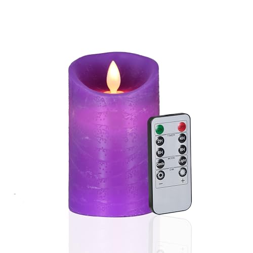 FiiMoo Batteriebetriebene Kerze, Lila LED Kerze, Kerzen mit...