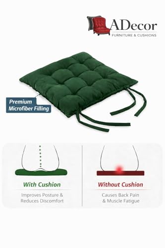 Image of A Decor Soft Cotton Chair Cushion Pad 40x40x4 cm| Comfortable Pad for Dining, Office & Study Chairs Pack of 1| (Dark Green)