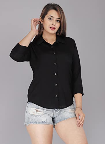 Image of Women Solid Shirt for Office & Casual wear | 3 /4th Sleeves Spread Collar