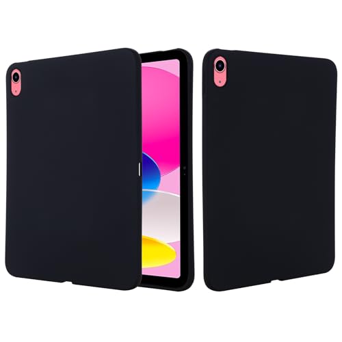 Coque iPad 10e génération 2022 en silicone noir étui souple 10,9 pouces