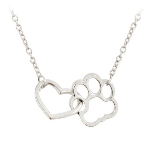 FOYTOKI Collar con Colgante de Huella de Mascota en Aleación de Plata para Mujer, Elegante y Único para Cumpleaños y Bodas