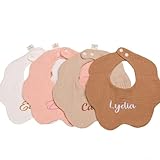 Personalized Baby Bib pure Cotton Muslin, Customed Soft Adjustable Bandana Bibs with Embroidered Baby's Name, Gift For New Baby, Baby Drool Bibs for Unisex Baby, Personalized Baby Bib (A)