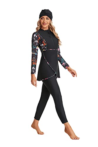 Modest Swimsuit for Women Plus Size Bukini for Girls Full Coverage Bathing Suit Swimming Costume(L