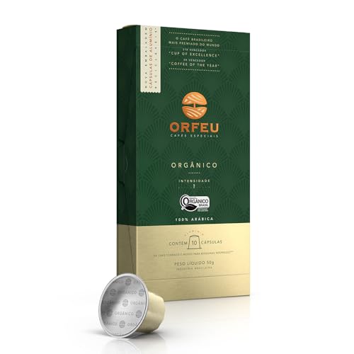 Orfeu Café Orgânico 10 Cápsulas Compatível com Nespresso®, 100% Arabica, Torra Média, 50g
