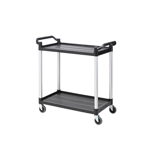 440 Lb Load Capacity,Service Trolley,Two-Tier Restaurant Delivery Cart, Suitable for Restaurants and Hotels(Black,Medium)