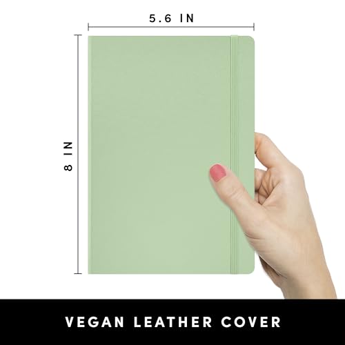 Image of PAPERAGE Lined Journal Notebook, (Sage Green), 252 Pages, Medium 5.6 in x 8 in - 100 GSM Thick Paper - Hardcover Journaling Notebook for Work, School & Note Taking