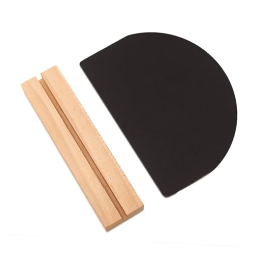 SHOWERORO 4pcs Wooden Blackboard Bases Double-Sided Mini Writing Boards Semicircle Shape Easy to Write Erase Home Decor Present