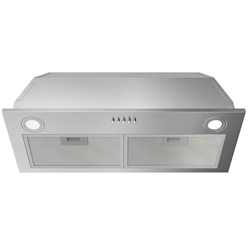 FIREGAS Range Hood Insert 30 Inch, 600 CFM Ducted/Ductless Convertible Built-in Kitchen Vent Hood, Stainless Steel Stove Hood with 3 Speed Exhaust Fan & Aluminum Filters