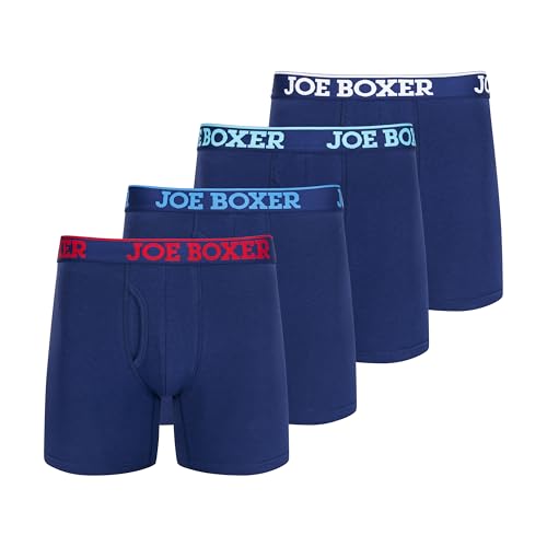 JOE BOXER Mens Boxer Briefs 4-Pack, Comfy and Breathable Spandex