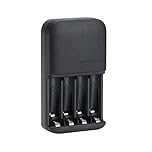 Amazon Basics Caricabatterie per batterie ricaricabili Ni-MH AA e AAA - spina EU, 4 alloggiamenti, Nero