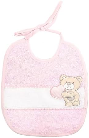 NAOMI Bavoir Bébé à Broder 15 X 16 Cm Avec Lacets Et Bandeau En Étamine Pour La Broderie, Tissu Matelassé Coton 100 % Fabriqué En Italie