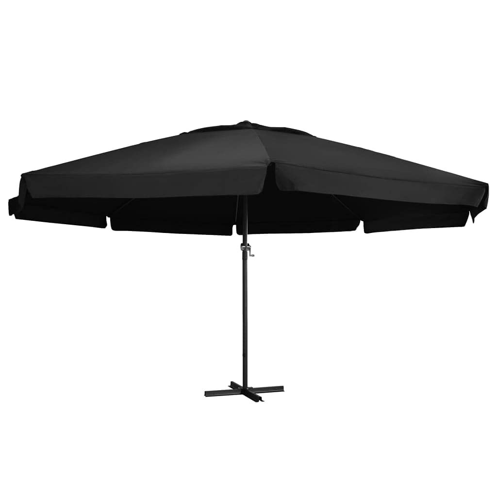 vidaXL Ombrellone da Esterni con Palo in Alluminio Parasole Protezione per il Sole Telo Protettivo Tenda Accessori da Esterni 600 cm Nero