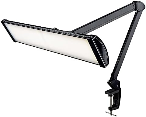 Neatfi Ultra Desk Lamp – 3,500 Lumens, 45W LED, 66cm Wide Shade, 5 Brightness Levels, Clamp Mount, Shadow-Free, Non-Flickering Light (Black)