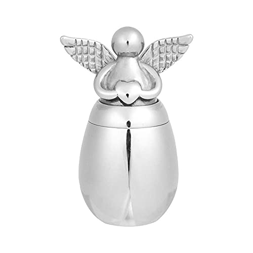 Small Keepsake Urns for Human Ashes Mini Cremation Urns for Ashes Stainless Steel Angel Memorial Ash Jar -Your Wings were Ready, But My Heart was Not (Silver)